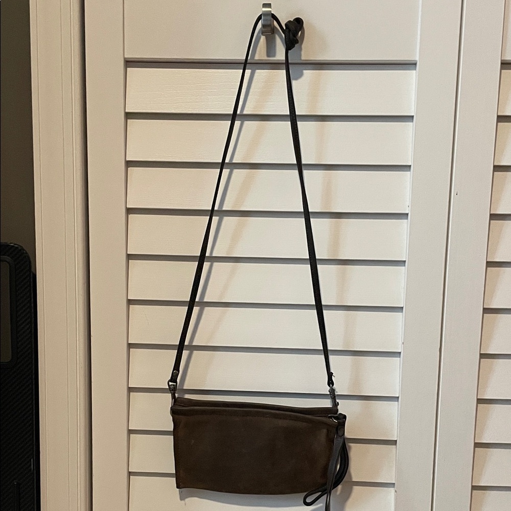 Rough & Tumble EDC Small Crossbody Bag Wristlet Purse Espresso Brown Leather